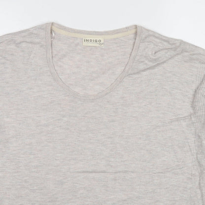 Marks & Spencer Womens Beige V-Neck Viscose Pullover Jumper Size 14