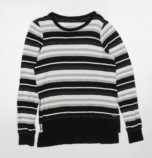 Marc New York Womens Black Round Neck Striped Viscose Pullover Jumper Size S
