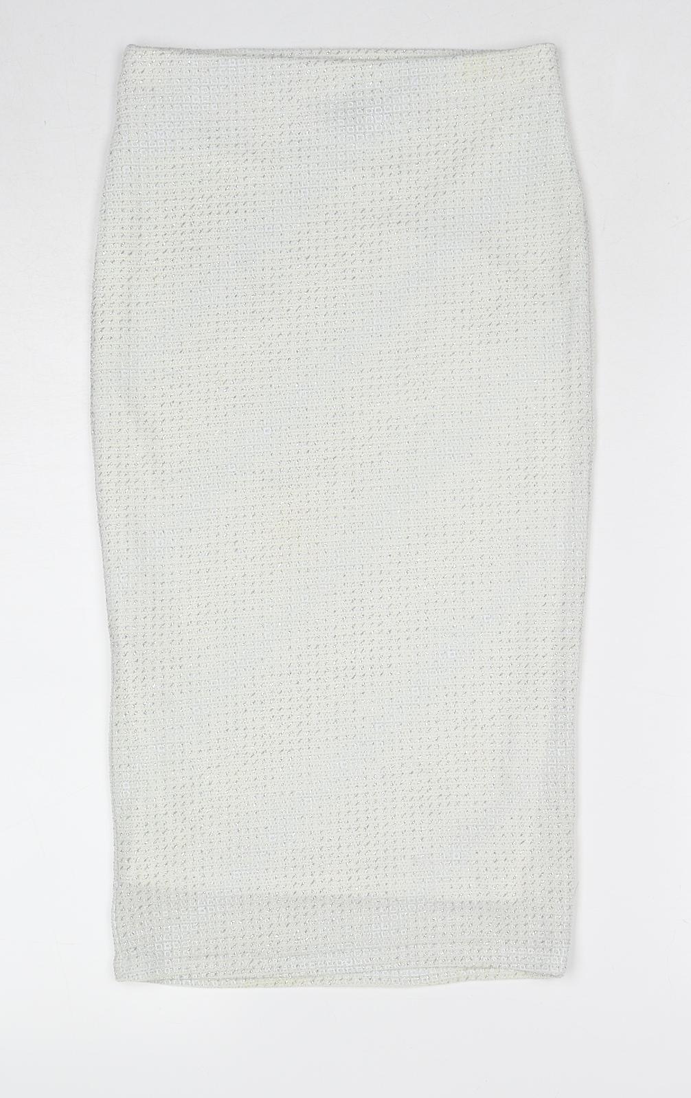 Topshop Womens Ivory Geometric Nylon A-Line Skirt Size 6