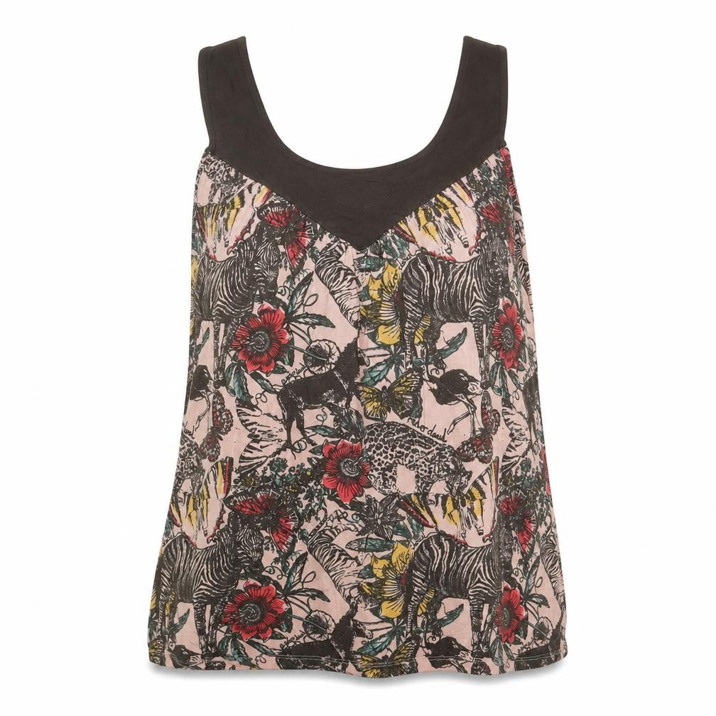 Red or Dead Womens Multicoloured Geometric Polyester Basic Tank Size 10 Scoop Neck - Animals