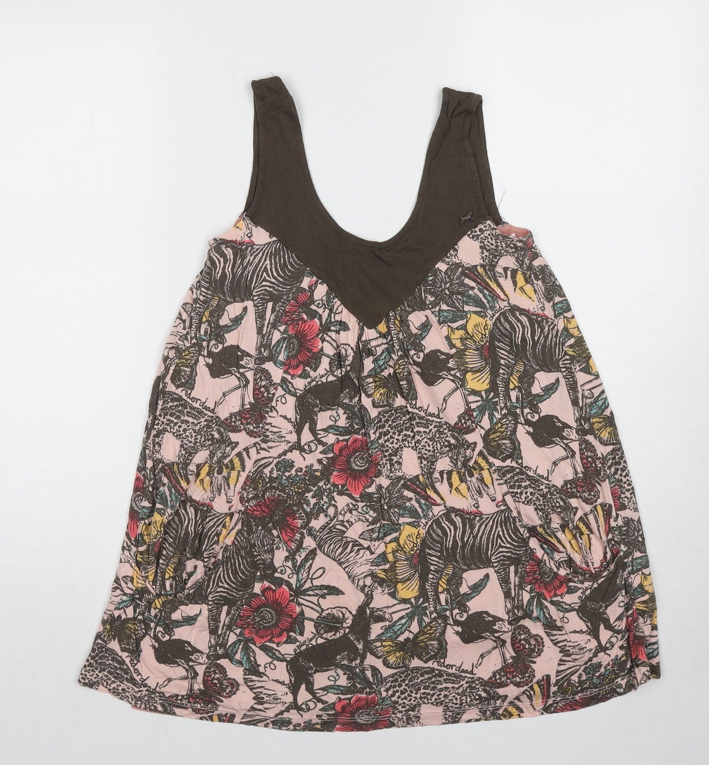 Red or Dead Womens Multicoloured Geometric Polyester Basic Tank Size 10 Scoop Neck - Animals