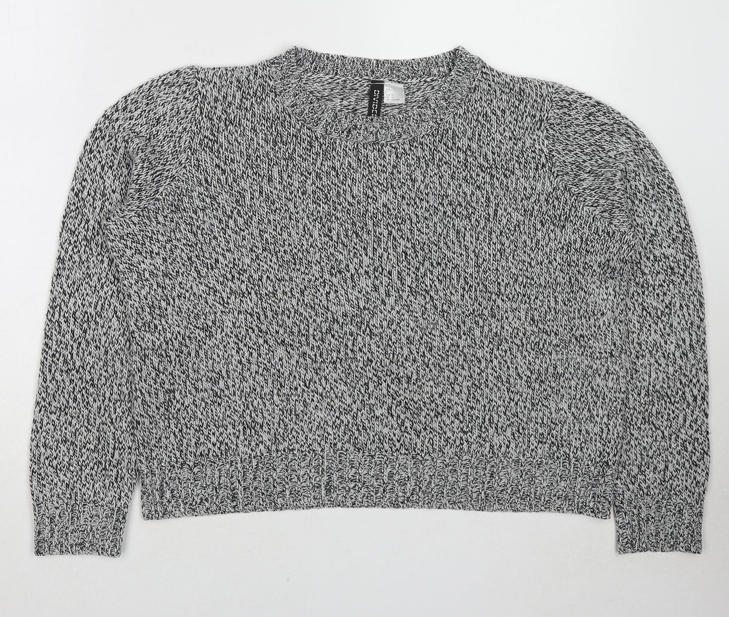 Divided by H&M Womens Grey Round Neck Acrylic Pullover Jumper Size M