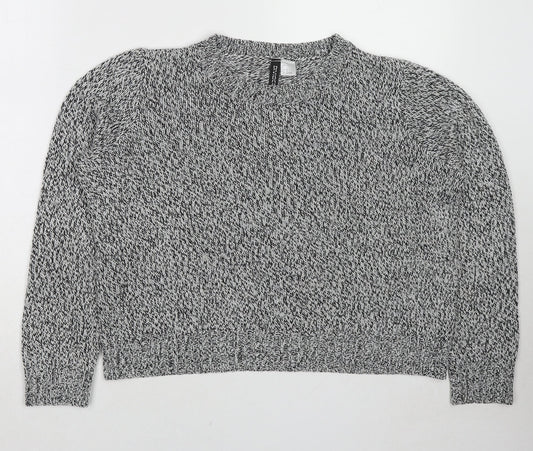 Divided by H&M Womens Grey Round Neck Acrylic Pullover Jumper Size M