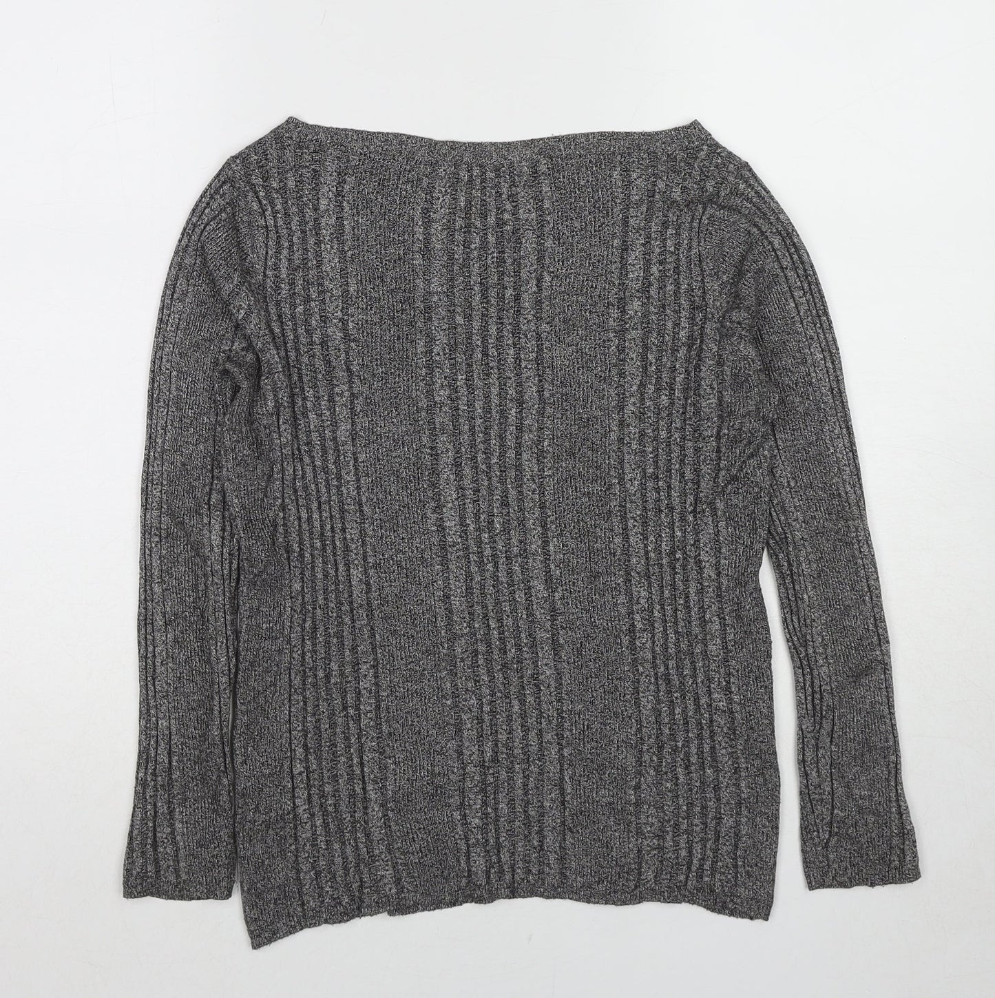Marks and Spencer Womens Grey Boat Neck Viscose Pullover Jumper Size 10