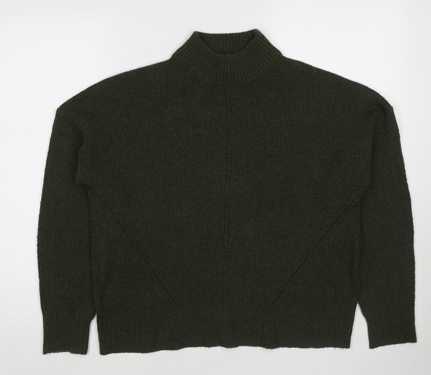 Warehouse Womens Green High Neck Acrylic Pullover Jumper Size 8