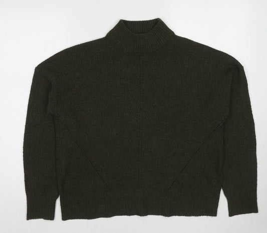 Warehouse Womens Green High Neck Acrylic Pullover Jumper Size 8