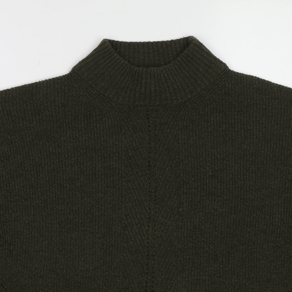 Warehouse Womens Green High Neck Acrylic Pullover Jumper Size 8
