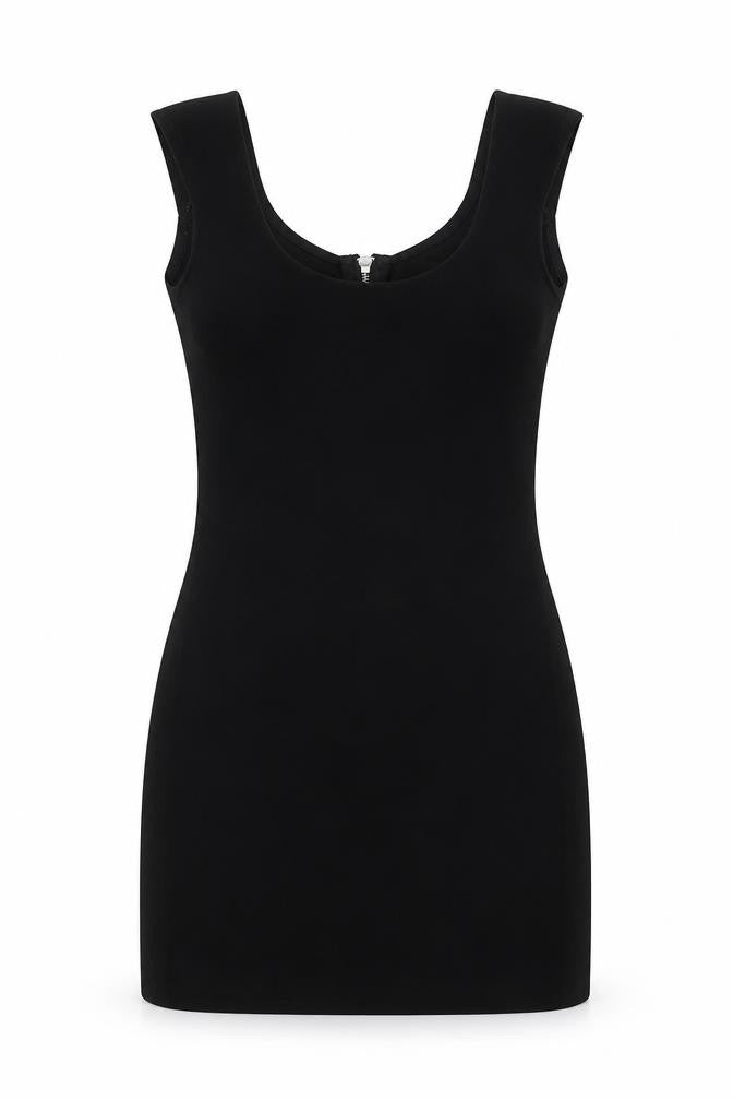 H&M Womens Black Cotton Mini Size 8 Scoop Neck Zip