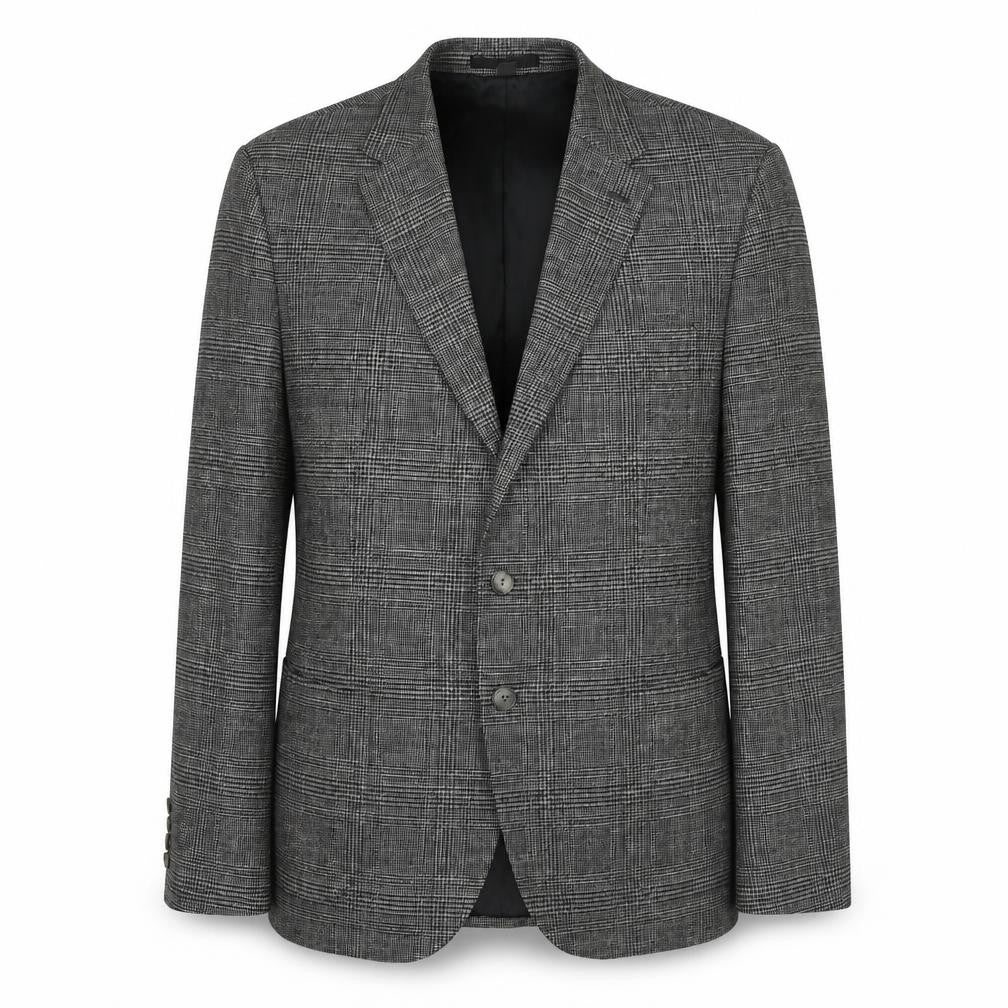 Marks & Spencer Mens Grey Plaid Polyacrylate Fibre Jacket Blazer Size 44 Regular