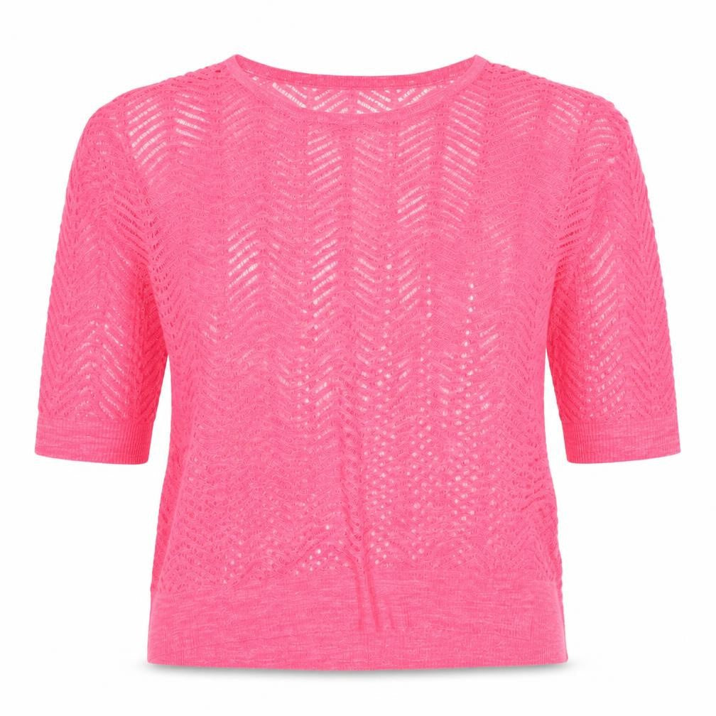 NEXT Womens Pink Round Neck Geometric Cotton Pullover Jumper Size 12