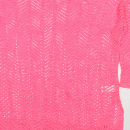 Next Womens Pink Round Neck Geometric Cotton Pullover Jumper Size 12