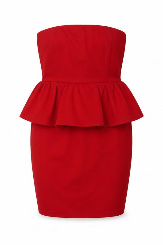 Mango Womens Red Viscose A-Line Size M Off the Shoulder Zip