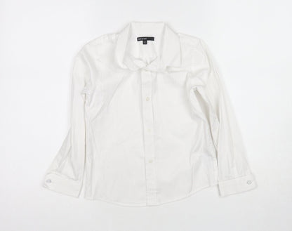 Additional front view of Autograph boys’ white polyester basic button-up, size 6-7, years collared button