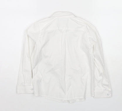 Back view of Autograph boys’ white polyester basic button-up, size 6-7, years collared button