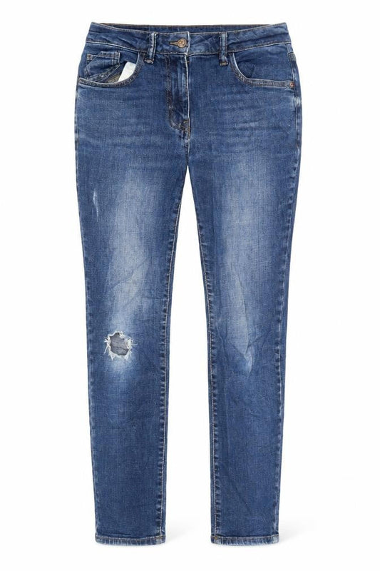 Next Womens Blue Cotton Skinny Jeans Size 10 L27 in Regular Zip