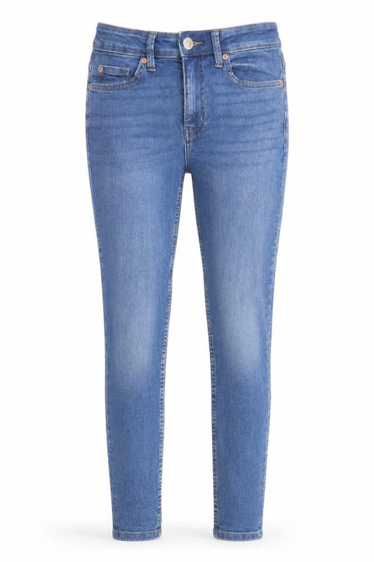 Marks & Spencer Womens Blue Cotton Skinny Jeans Size 8 L26 in Regular Zip