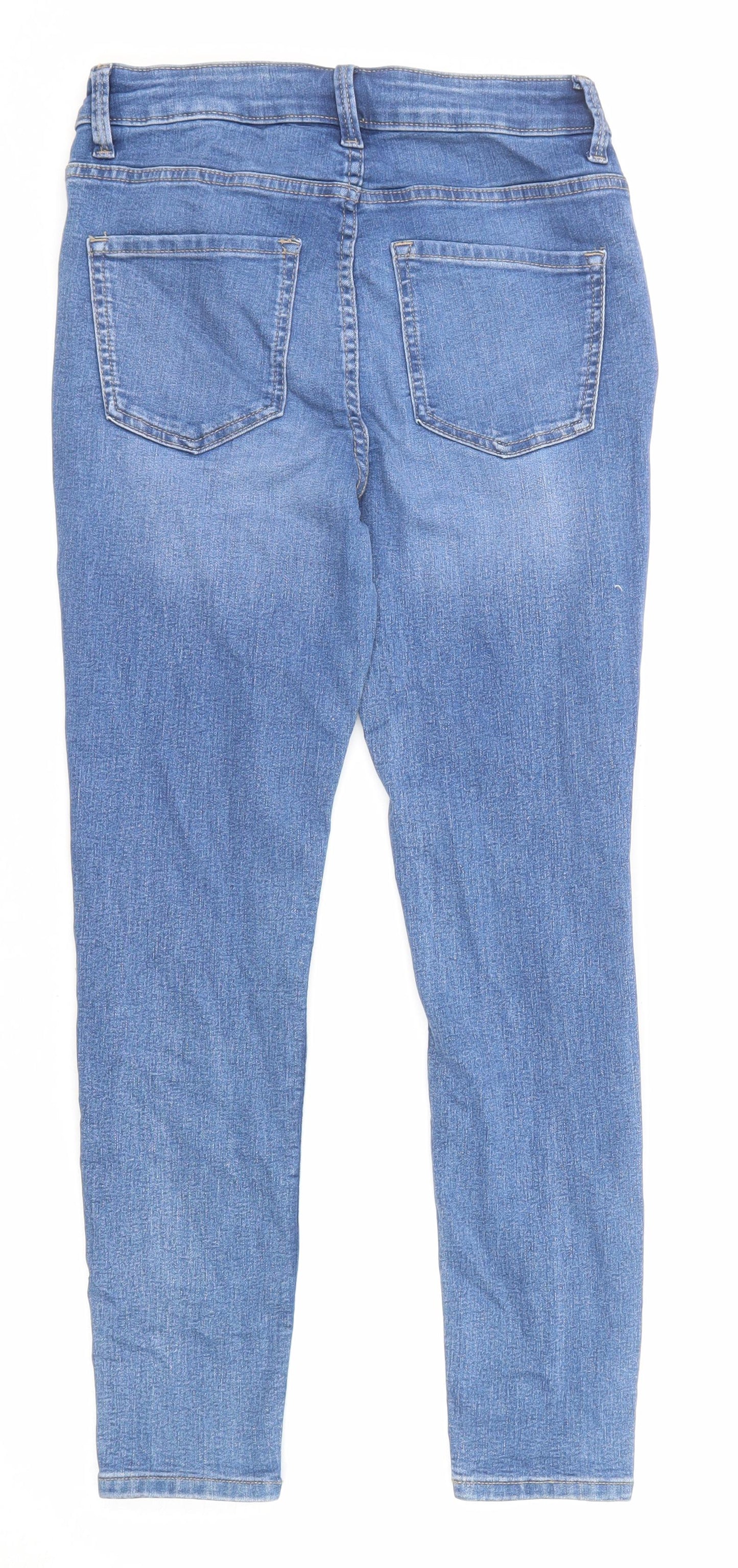 Marks and Spencer Womens Blue Cotton Skinny Jeans Size 8 L26 in Regular Zip