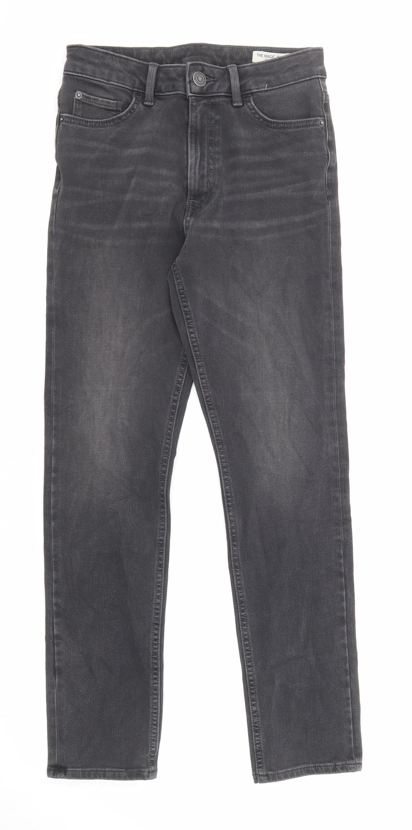 Marks and Spencer Womens Grey Cotton Skinny Jeans Size 8 L26 in Regular Zip
