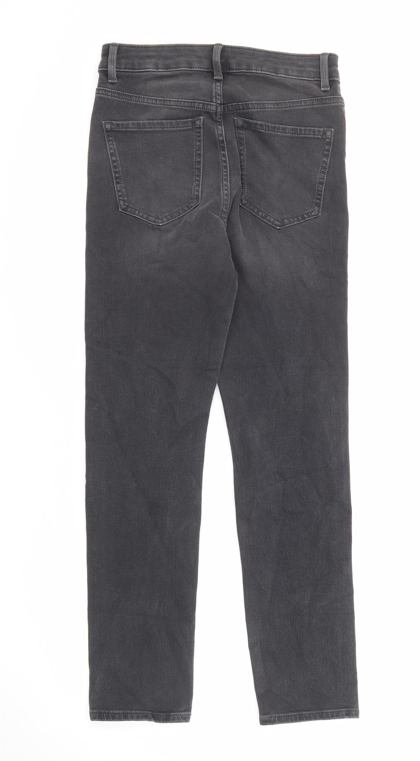 Marks and Spencer Womens Grey Cotton Skinny Jeans Size 8 L26 in Regular Zip