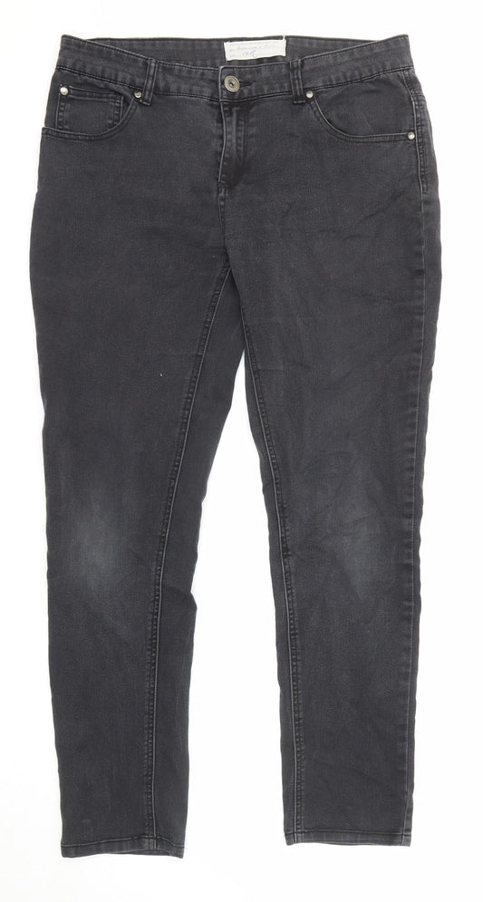 Diamonds & Diva Womens Grey Cotton Skinny Jeans Size 14 L29 in Regular Zip