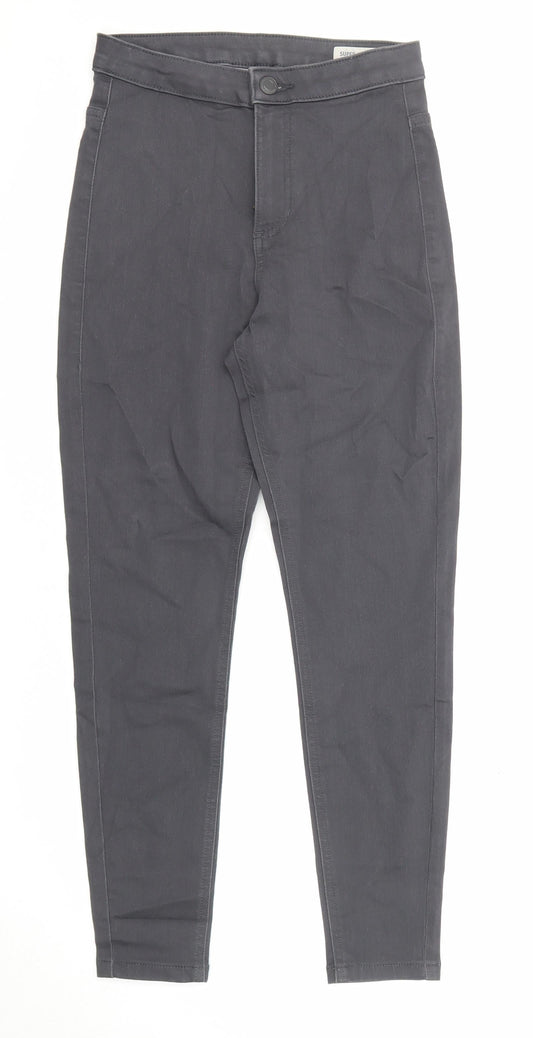 Marks and Spencer Womens Grey Cotton Skinny Jeans Size 8 L25 in Regular Zip
