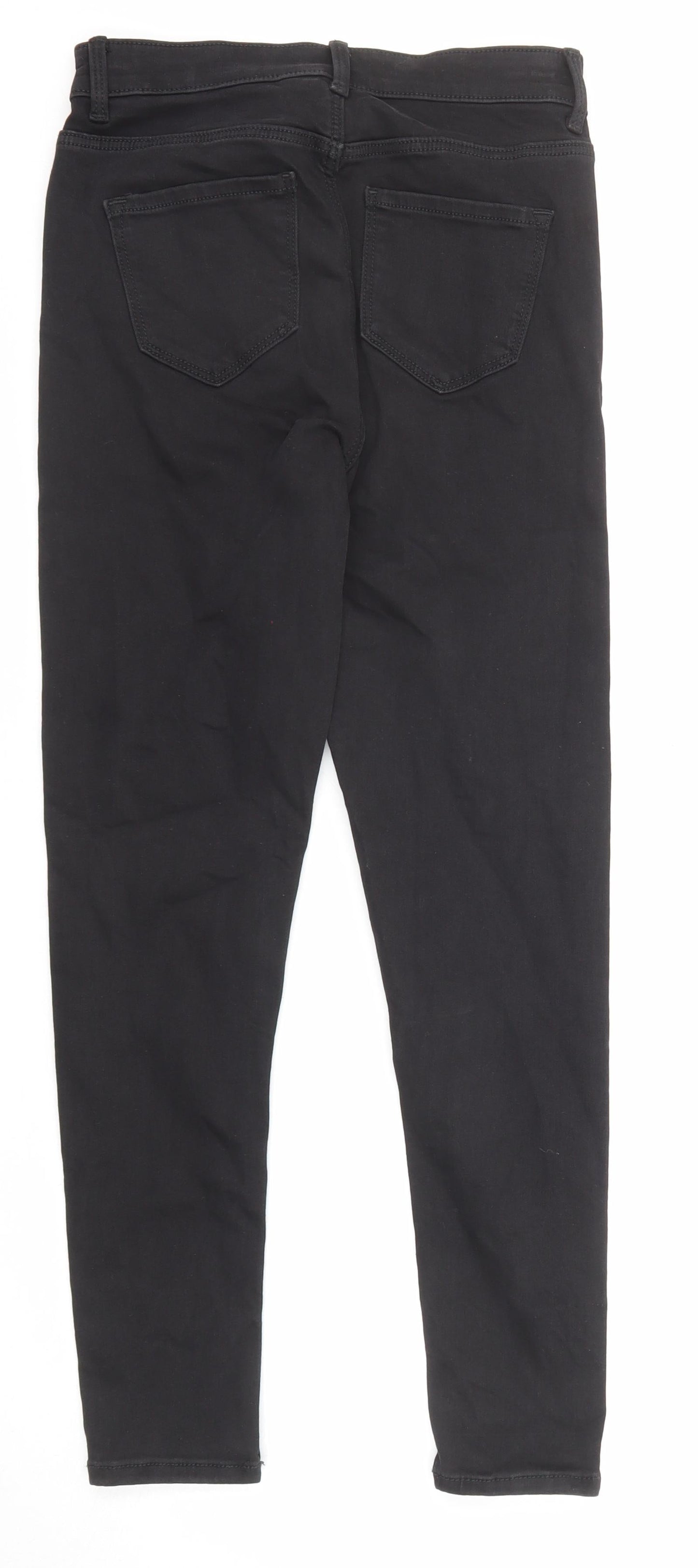 Marks and Spencer Womens Black Cotton Skinny Jeans Size 8 L26 in Regular Zip