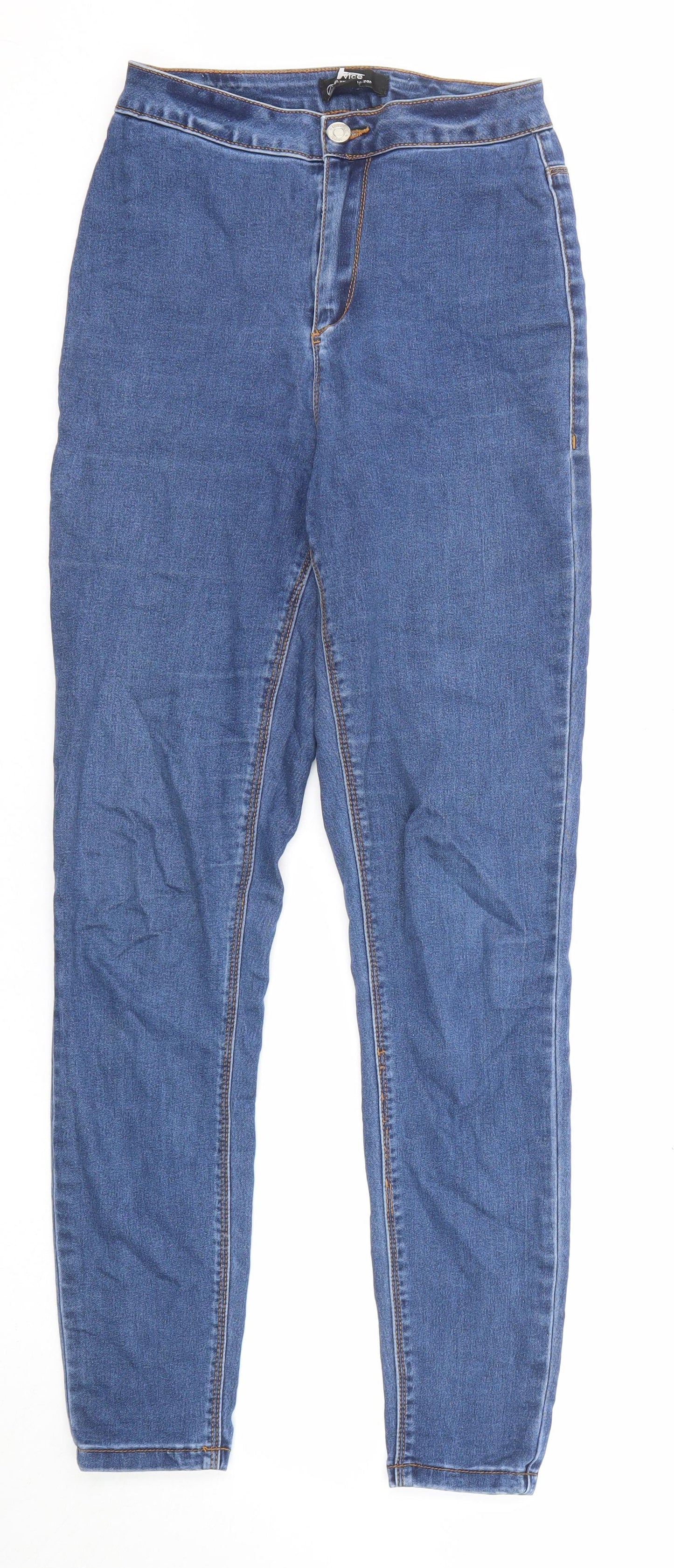Missguided Womens Blue Cotton Skinny Jeans Size 8 L28 in Regular Zip