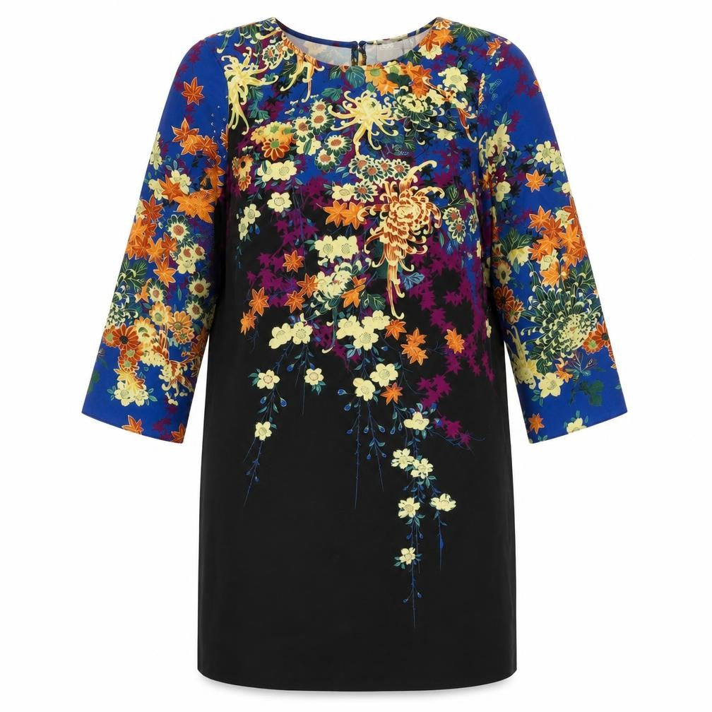 ASOS Womens Multicoloured Floral Polyester Shift Size 10 Round Neck Button