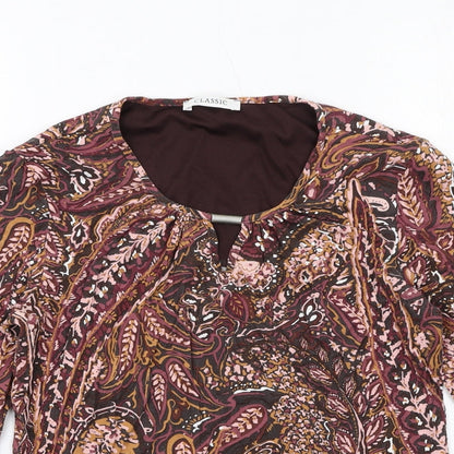 Classics Womens Multicoloured Geometric Viscose Basic Blouse Size 10 Round Neck