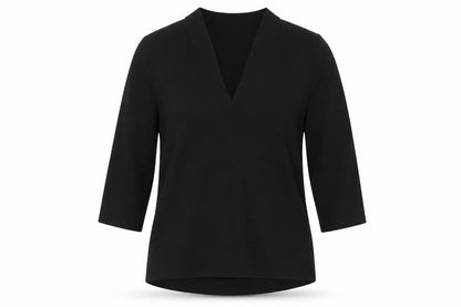 Marks & Spencer Womens Black Polyester Basic Blouse Size 10 V-Neck