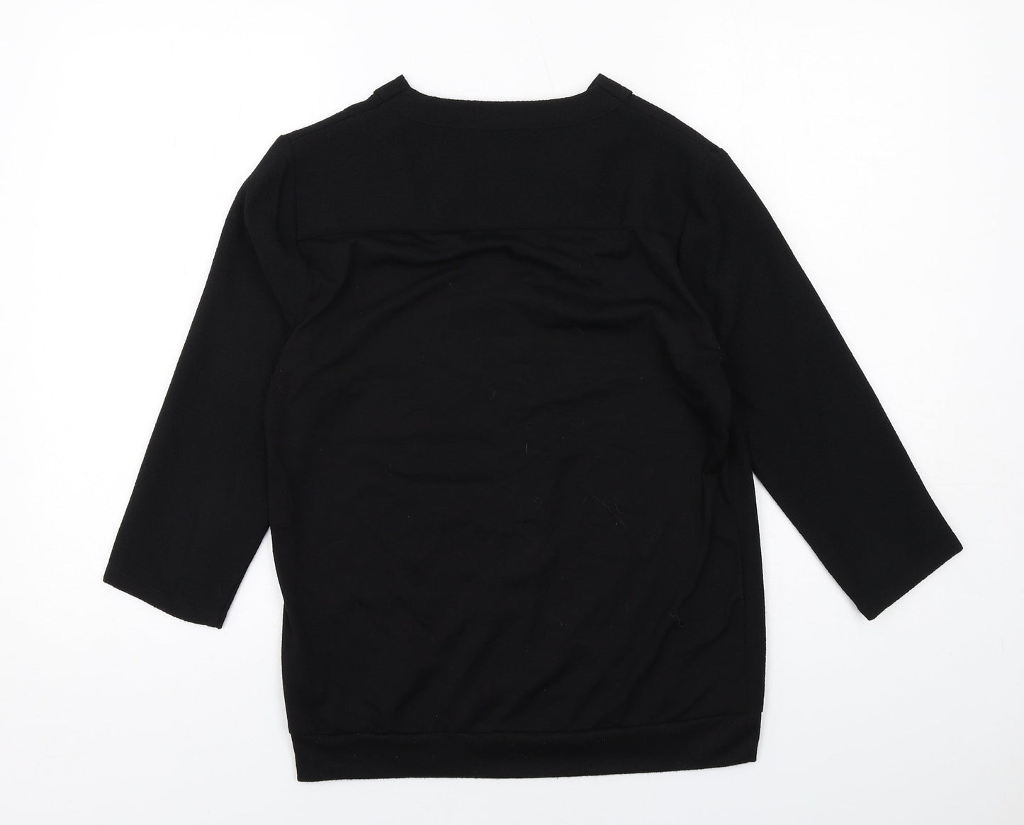 Marks and Spencer Womens Black Polyester Basic Blouse Size 10 V-Neck