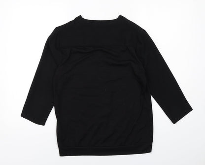 Marks & Spencer Womens Black Polyester Basic Blouse Size 10 V-Neck
