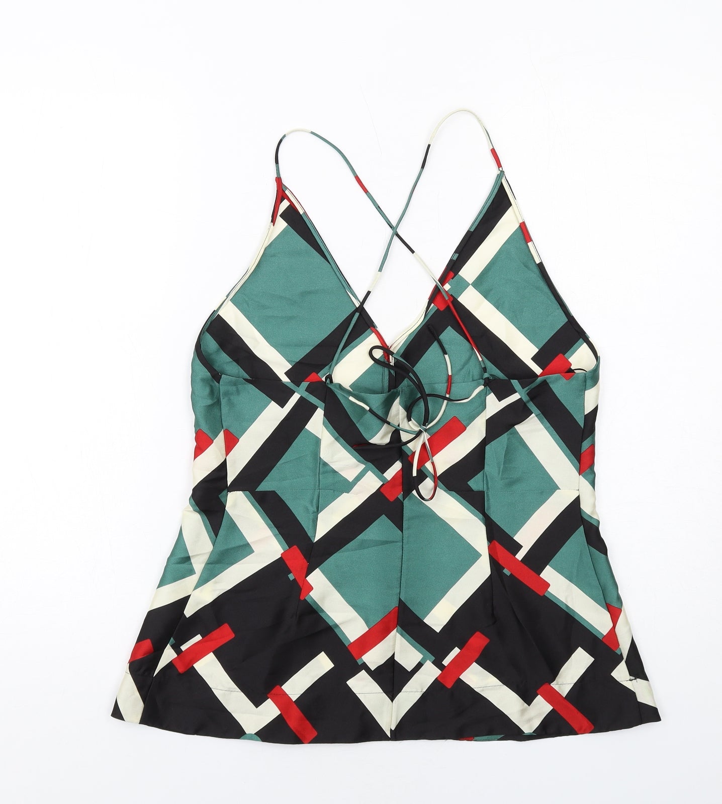 Zara Womens Multicoloured Geometric Polyester Camisole Tank Size M V-Neck