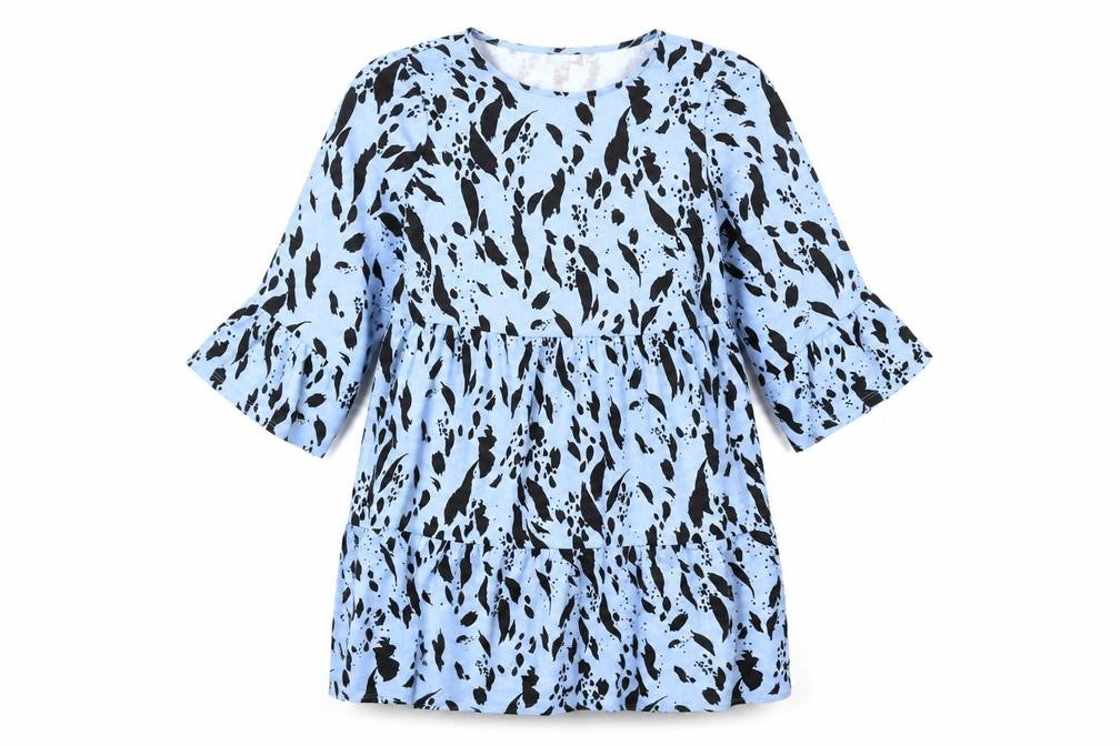 River Island Womens Blue Geometric Polyester Mini Size 10 Round Neck Pullover