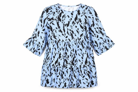 River Island Womens Blue Geometric Polyester Mini Size 10 Round Neck Pullover