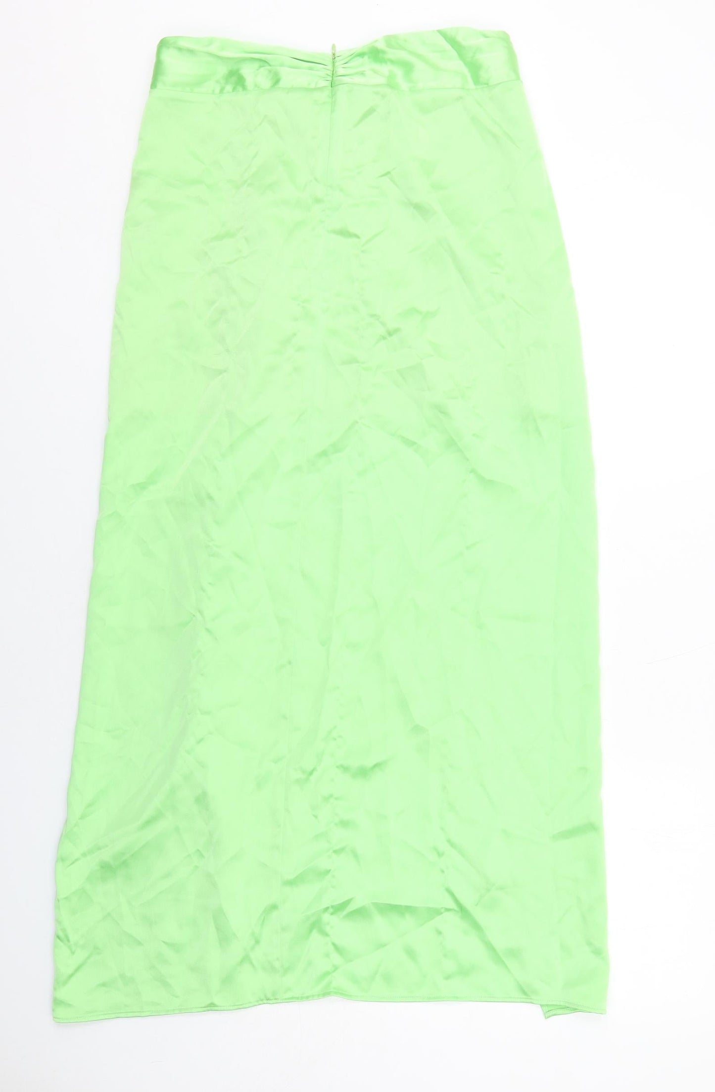 Zara Womens Green Polyester A-Line Skirt Size L Zip