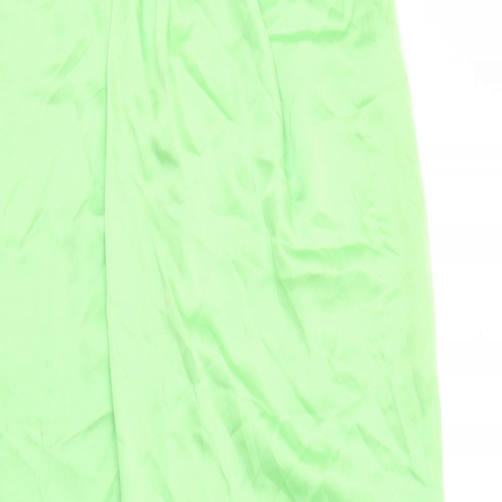 Zara Womens Green Polyester A-Line Skirt Size L Zip
