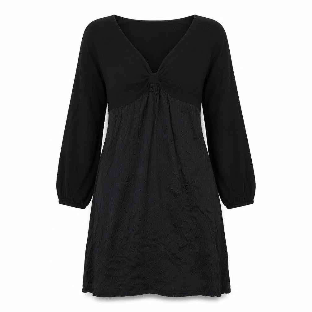 Kaliko Womens Black Cotton A-Line Size 12 V-Neck Pullover