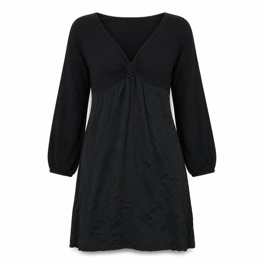 Kaliko Womens Black Cotton A-Line Size 12 V-Neck Pullover