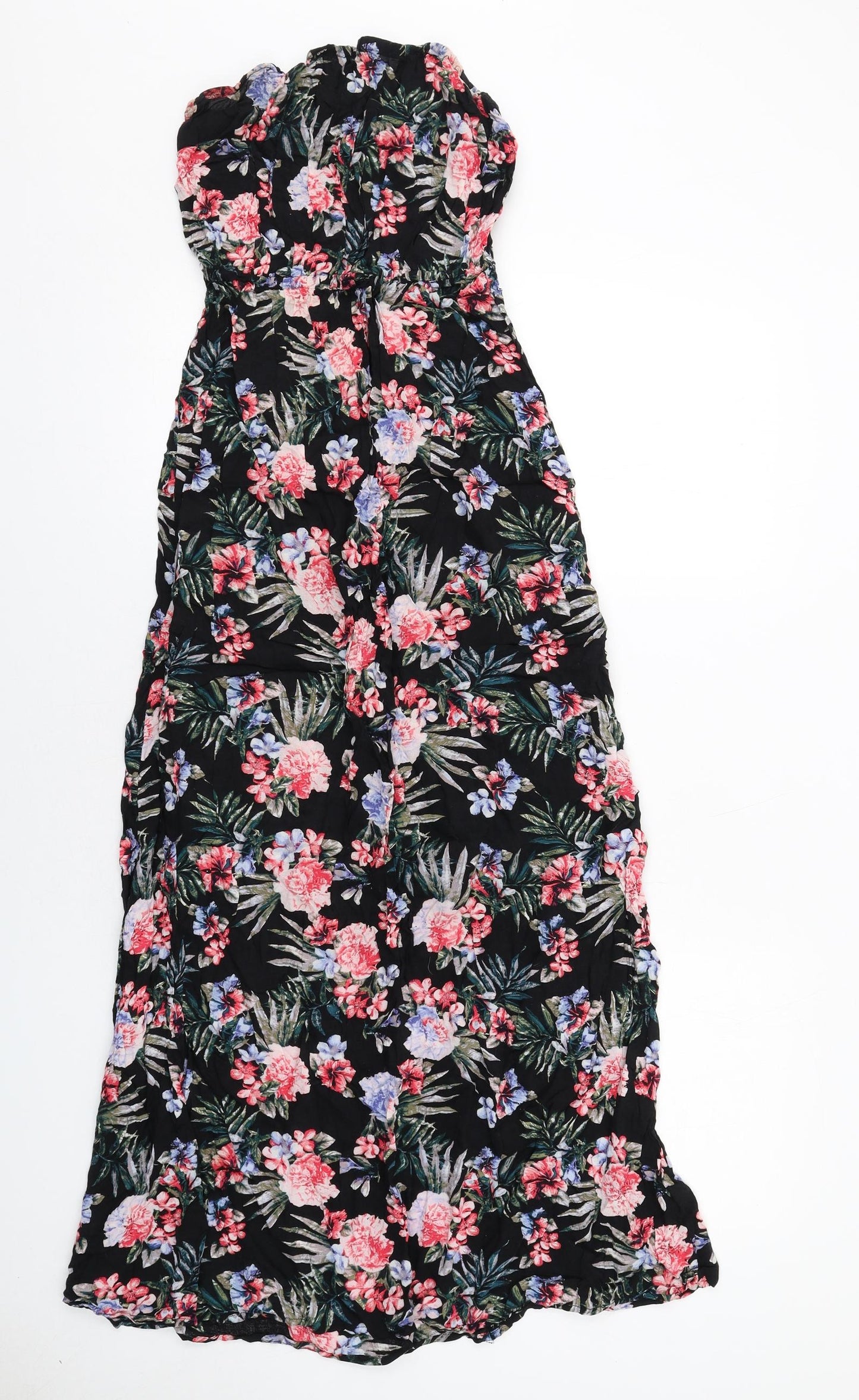 New Look Womens Black Floral Viscose Maxi Size 8 Off the Shoulder Pullover
