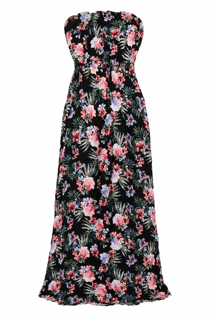 New Look Womens Black Floral Viscose Maxi Size 8 Off the Shoulder Pullover
