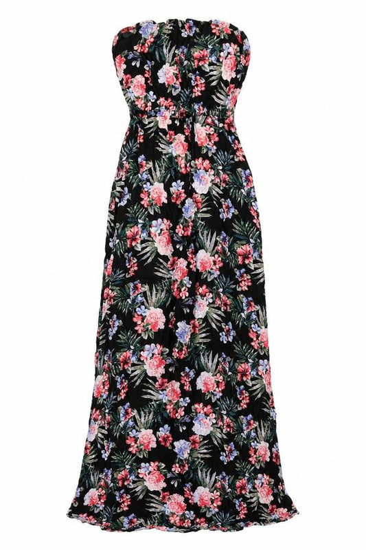 New Look Womens Black Floral Viscose Maxi Size 8 Off the Shoulder Pullover
