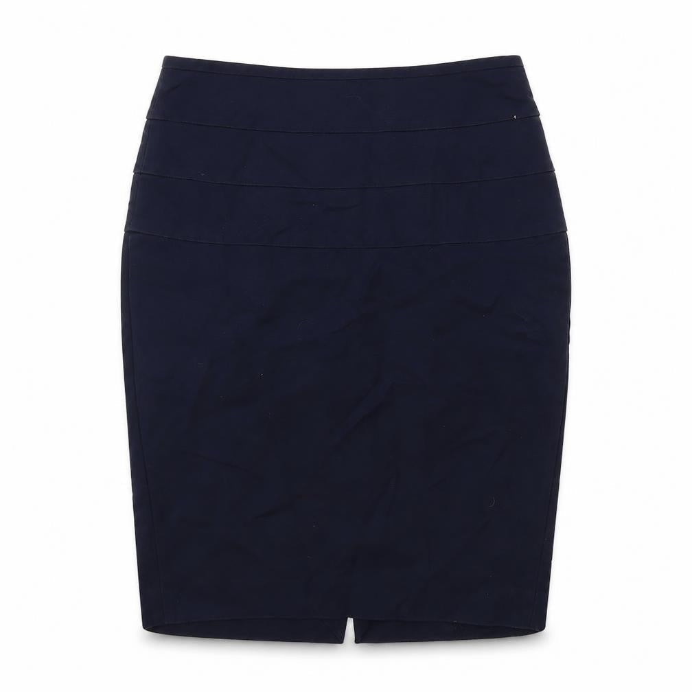 Zara Womens Blue Cotton Straight & Pencil Skirt Size M Zip