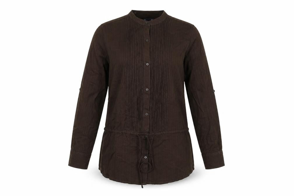 Gap Womens Brown Cotton Basic Button-Up Size S Round Neck