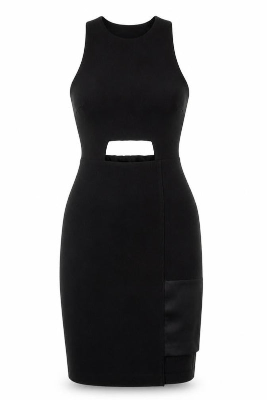 Kendall And Kylie Womens Black Polyester Bodycon Size 6 Round Neck Zip