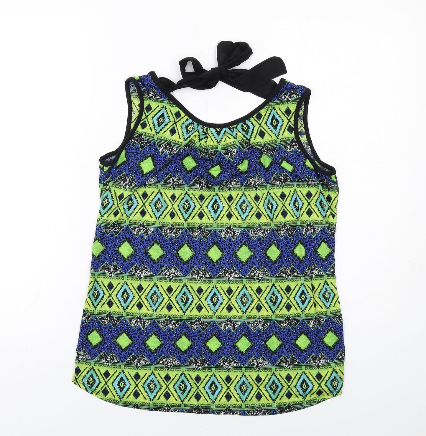 CMD Womens Multicoloured Geometric Polyester Basic Tank Size 10 Round Neck