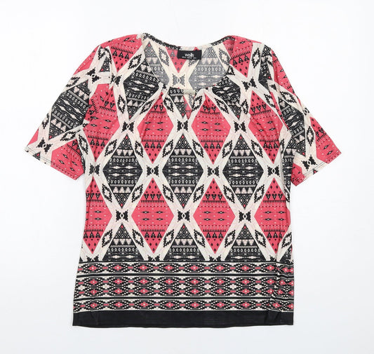 Wallis Womens Multicoloured Geometric Polyester Basic Blouse Size 10 Round Neck