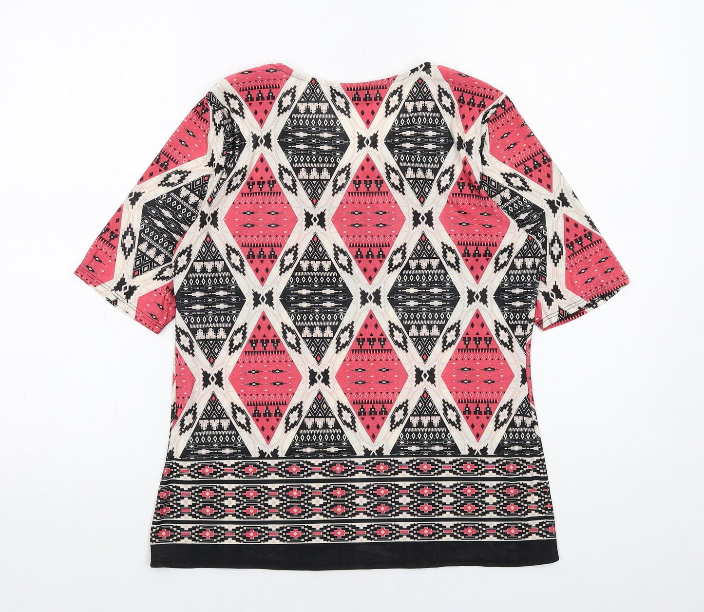 Wallis Womens Multicoloured Geometric Polyester Basic Blouse Size 10 Round Neck