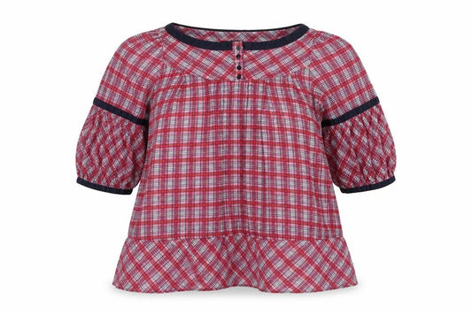 Zara Womens Pink Plaid Polyester Basic Blouse Size M Round Neck