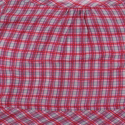 Zara Womens Pink Plaid Polyester Basic Blouse Size M Round Neck